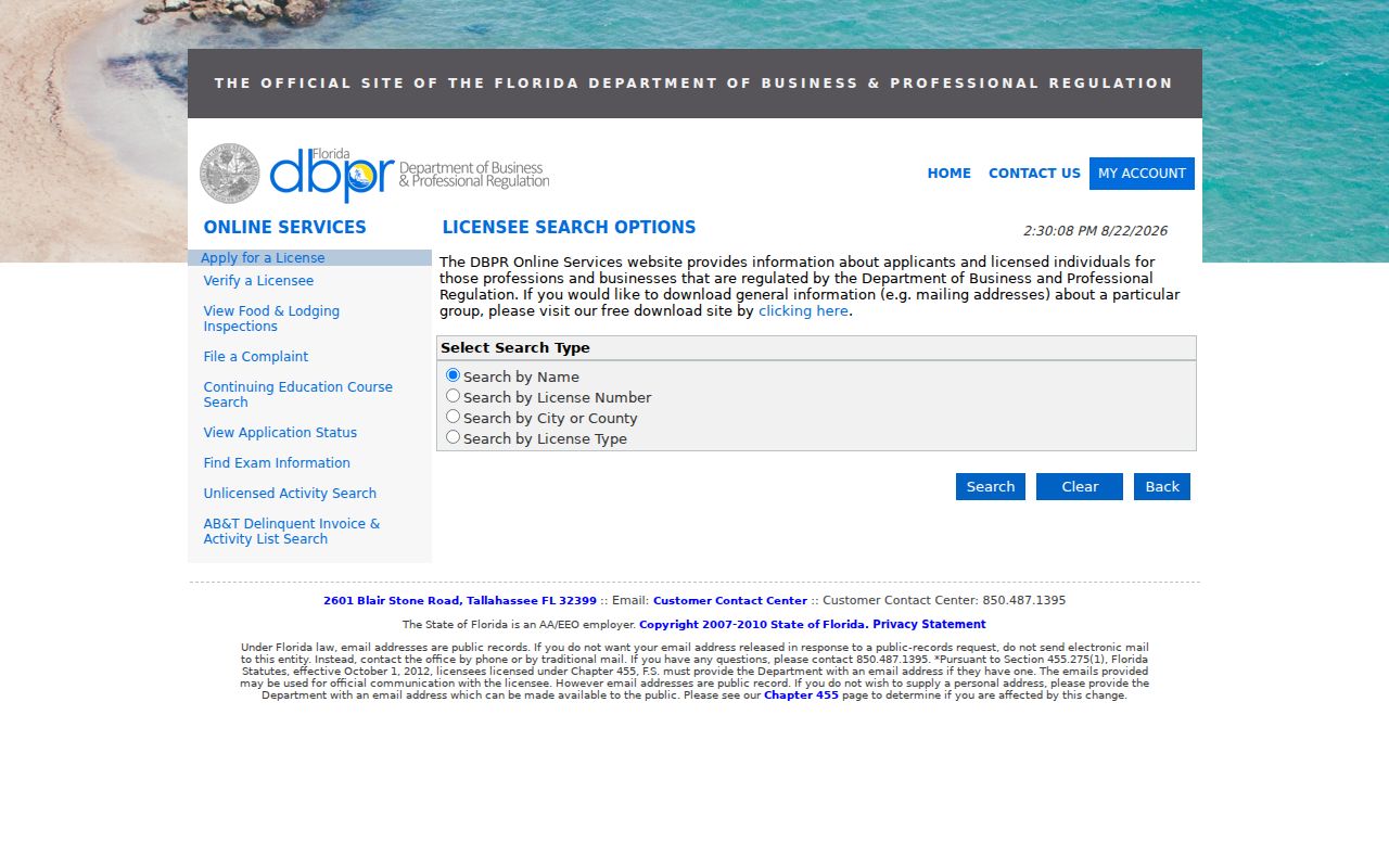 North Port neighbors Florida professional license lookup