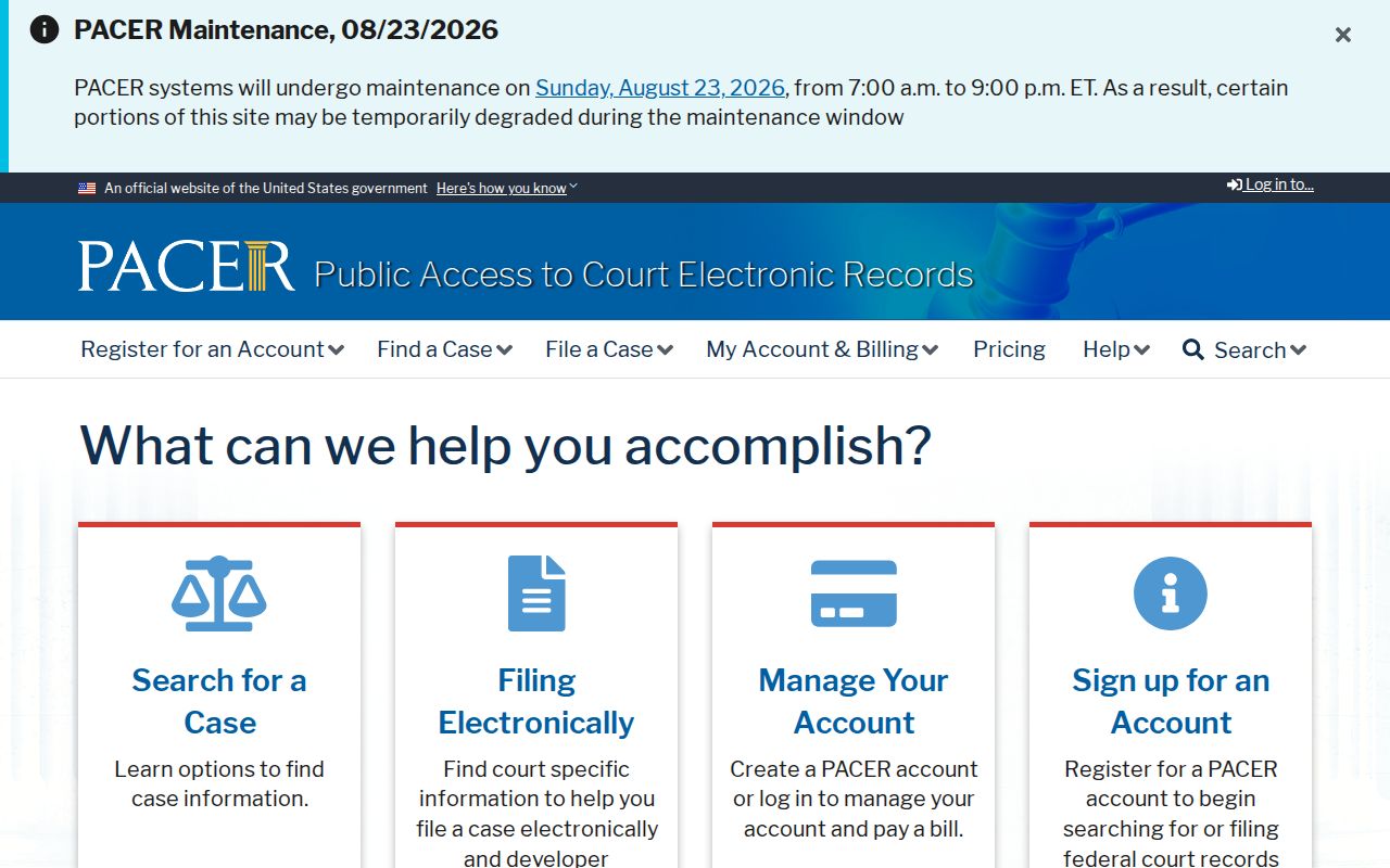 North Port previous residents PACER federal case locator